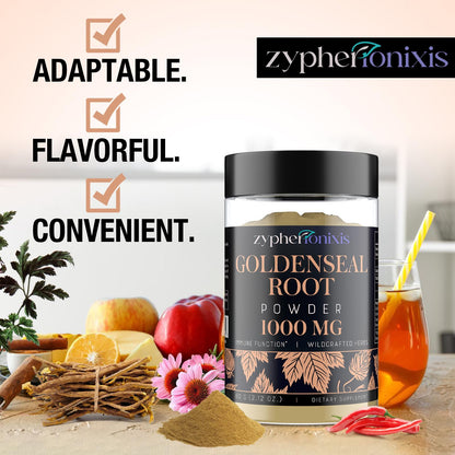 Authentic USA imported goldenseal root powder 60g packaging top angle.