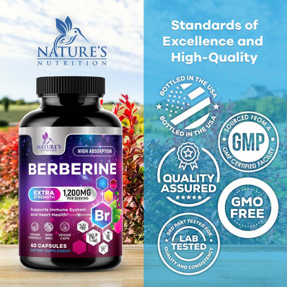 Authentic imported premium berberine hydrochloride high absorption vegan pills packaging