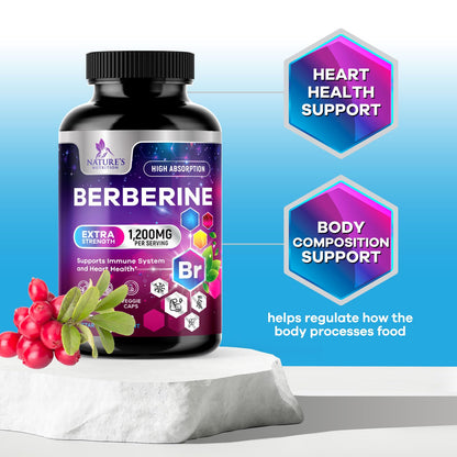 USA bottled extra strength berberine 1200 milligram capsules for cardiovascular wellness