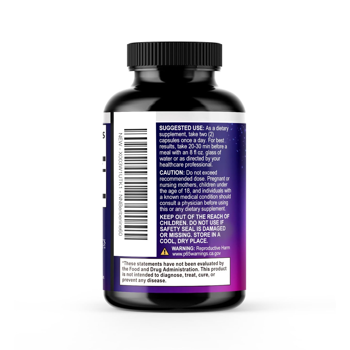 Nature's Nutrition authentic wellness products berberine HCL 60 count container display