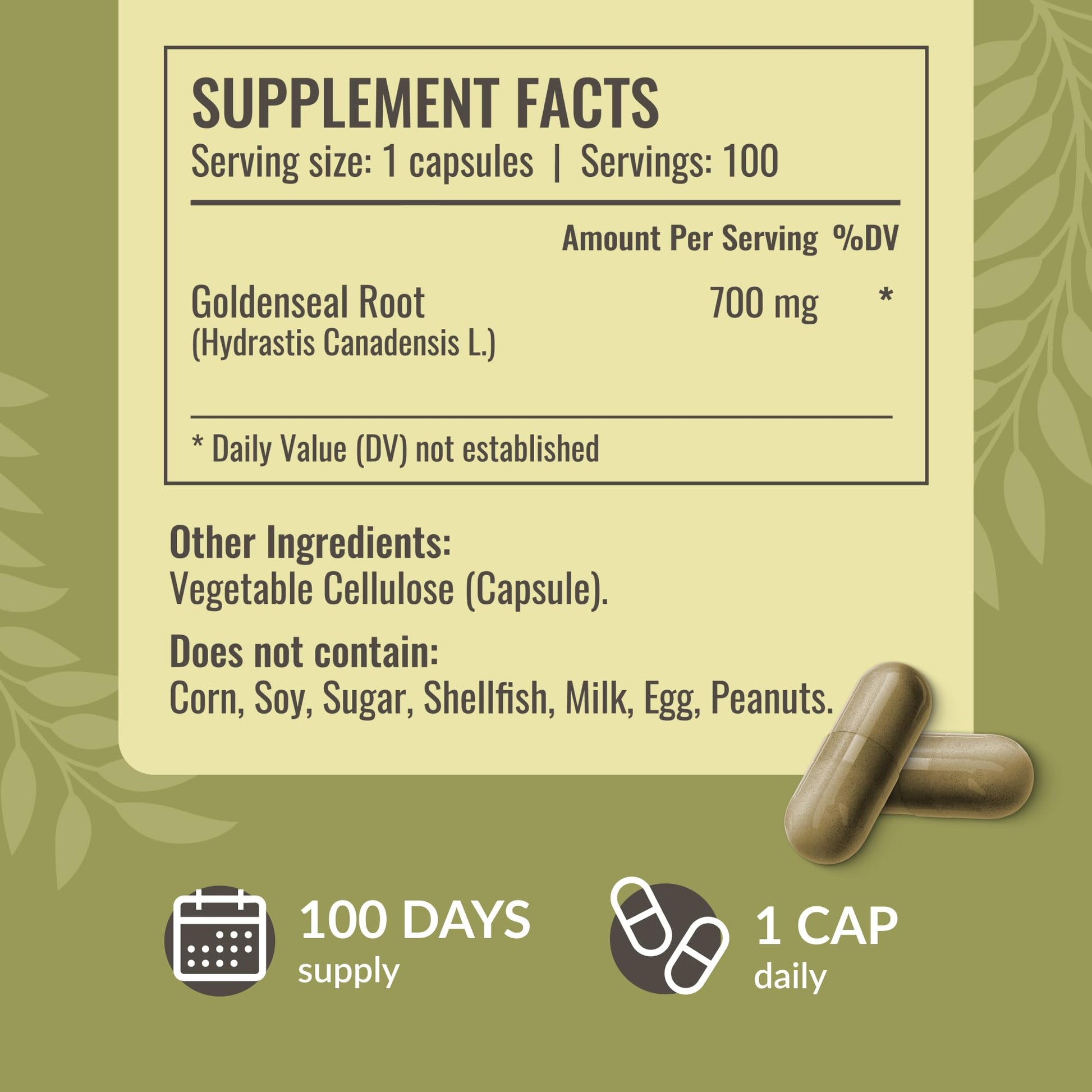 Side angle of Herbamama Goldenseal Root non-GMO health supplement container