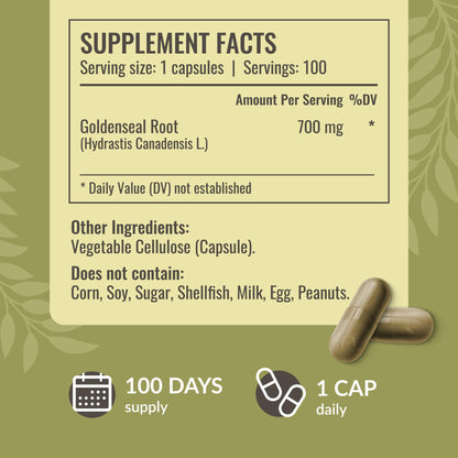 Side angle of Herbamama Goldenseal Root non-GMO health supplement container