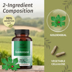Herbamama Goldenseal Root 100 vegan capsules packaging highlighting organic support features