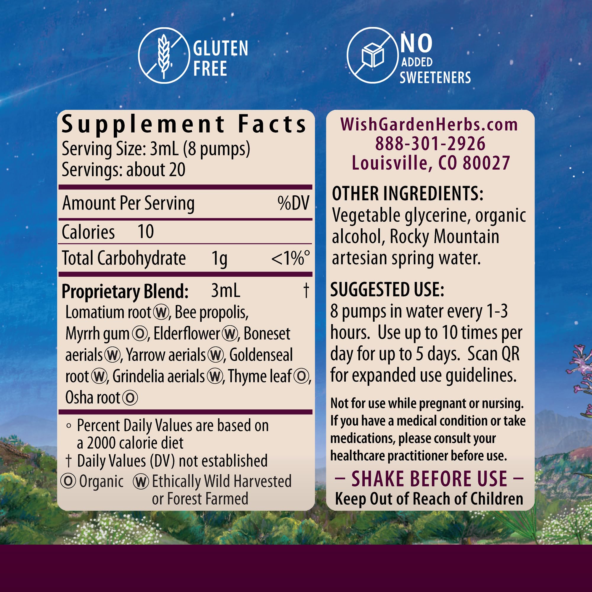 WishGarden Serious V-Fighter respiratory health supplement four ounce bottle