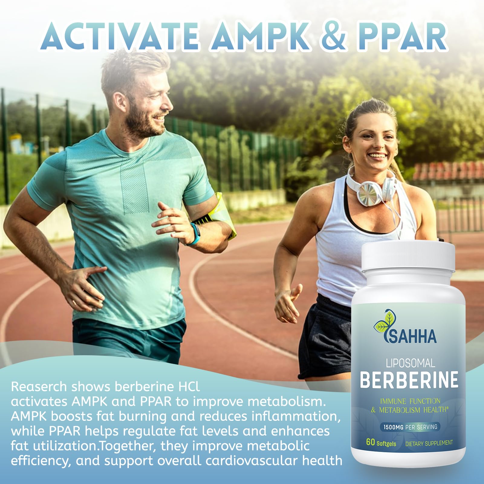 Sahha Liposomal Berberine 60 vegan capsules nutritional facts label and directions