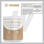 iVitamins Goldenseal Root Powder supplement nutrition facts panel close up