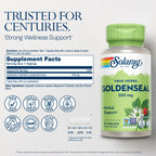 Solaray Goldenseal Root supplement facts and ingredient label details