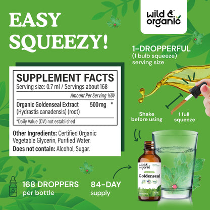 Wild And Organic Goldenseal root extract product packaging