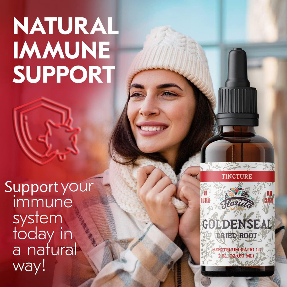 Florida Herbs Goldenseal liquid extract sixty milliliters organic supplement label details