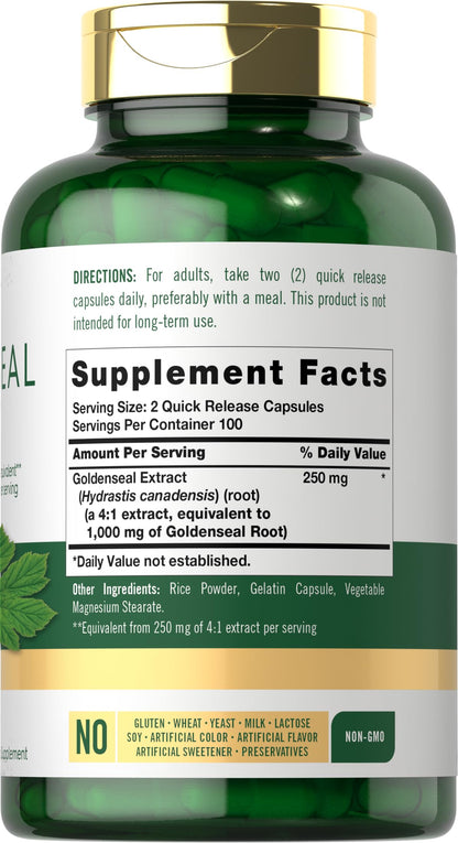 Carlyle goldenseal root quick release capsule supplement for immune and digestive wellness support