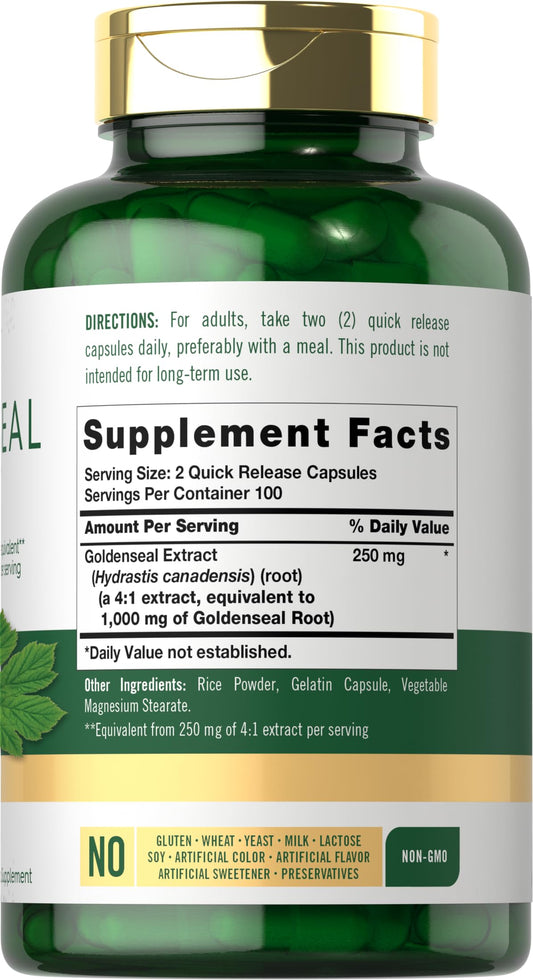 Carlyle goldenseal root quick release capsule supplement for immune and digestive wellness support