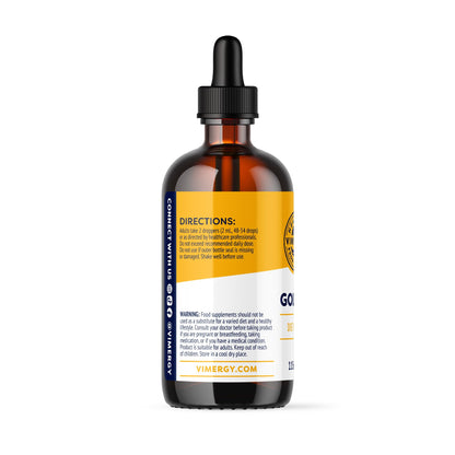 Vimergy Alcohol Free Goldenseal supplement liquid extract bottle label detailing ingredients