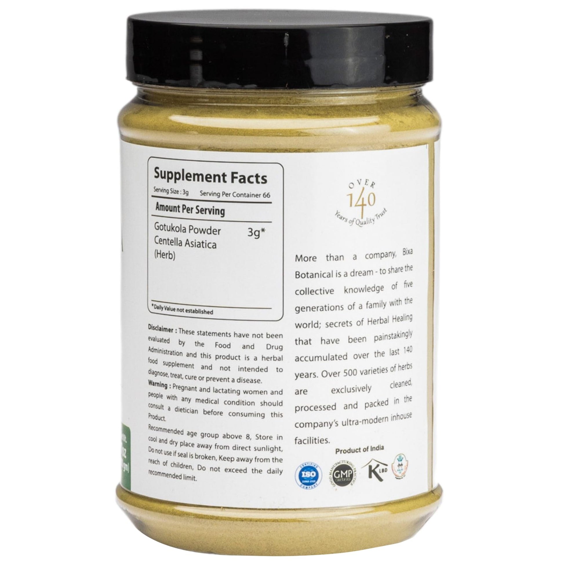 Back label of Bixa Botanical supplement highlighting usage instructions and health benefits
