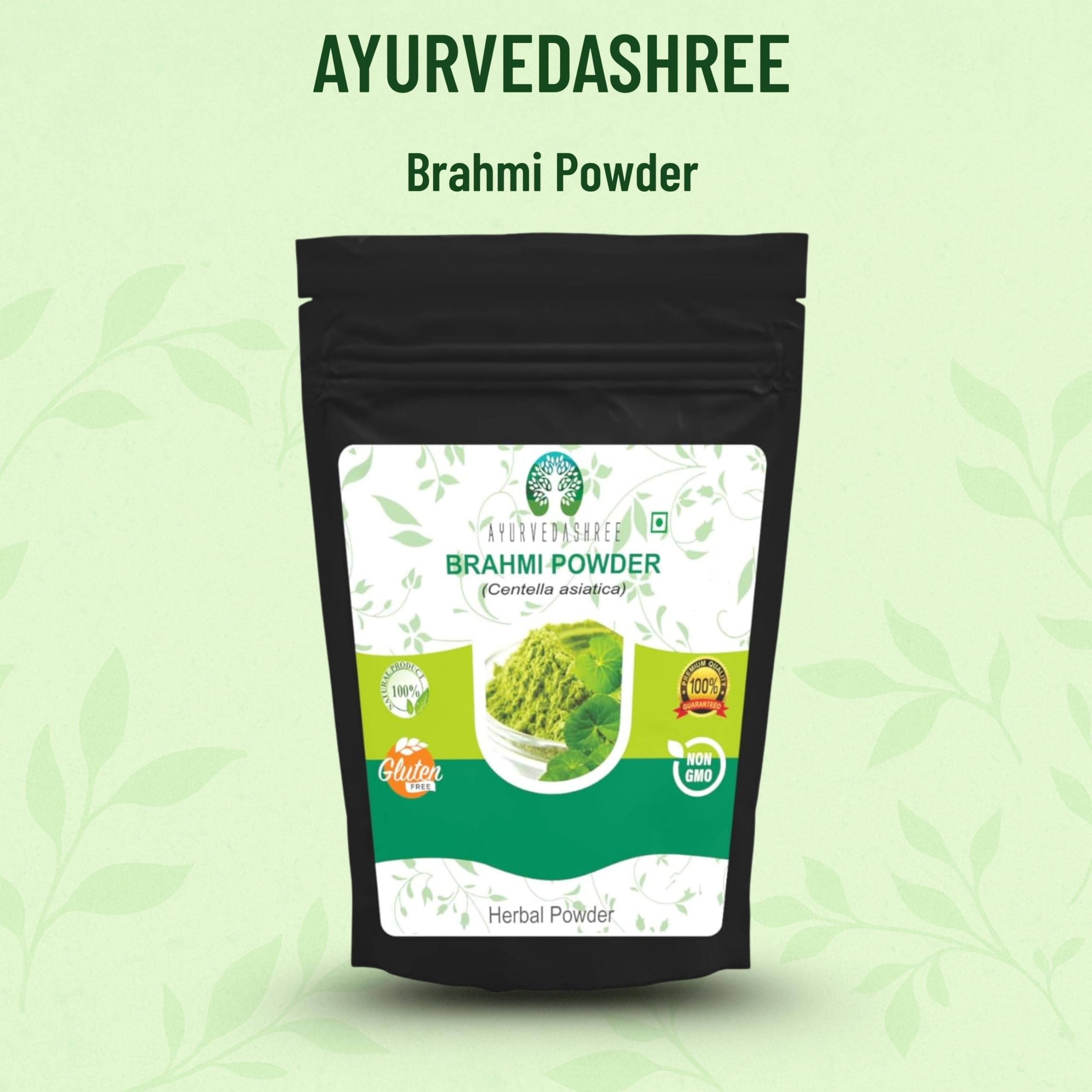AYURVEDASHREE Centella Asiatica Brahmi Mandukaparni Powder nutritional label and ingredients list