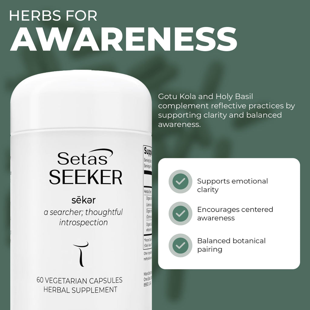 Setas Seeker premium imported USA supplement container resting on a clean surface.