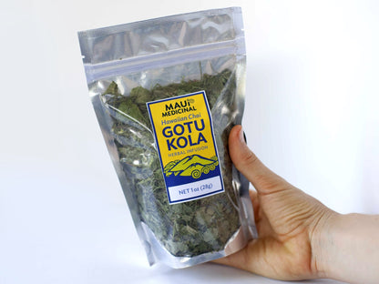Maui Medicinal Herbs packaging showing weight and organic source