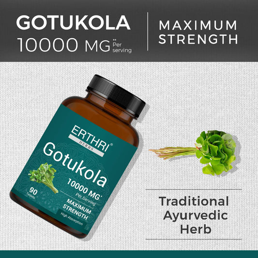 ERTHRI Centella asiatica maximum strength vegan tablets supplement facts label