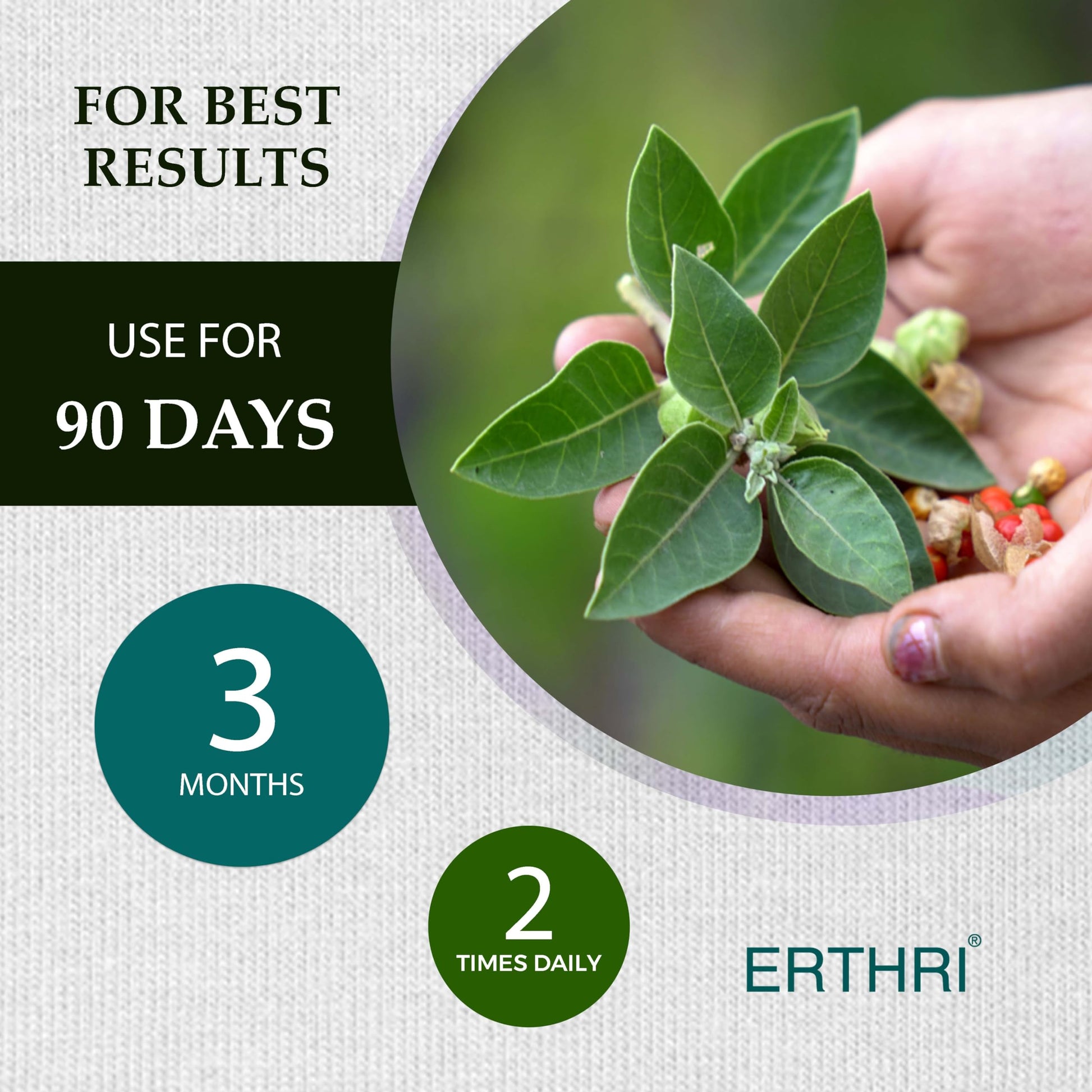 ERTHRI high absorption herbal tablets certification icons on bottle side