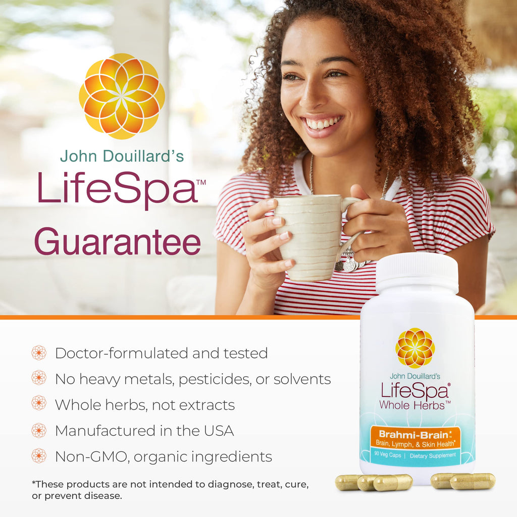 Authentic LifeSpa whole herb capsules safety seal and supplement facts close up view