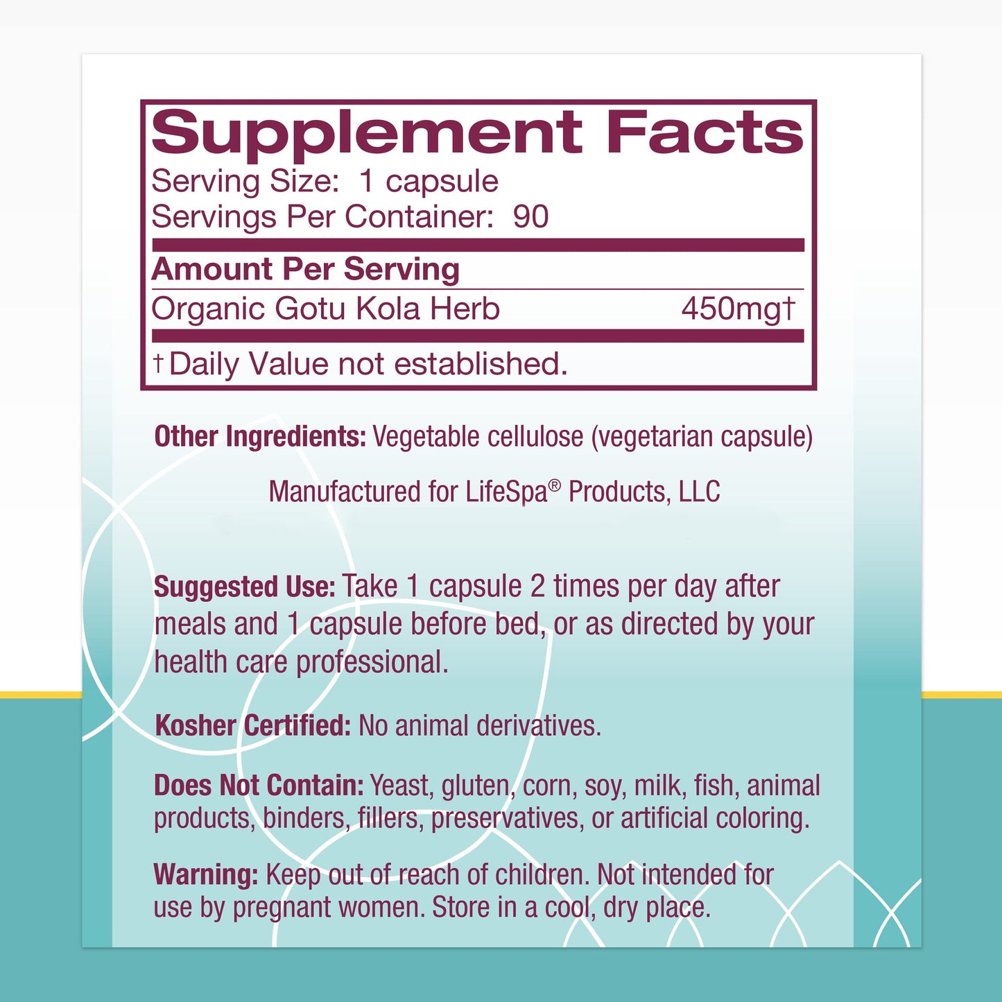 Premium imported LifeSpa capsules container showcasing whole plant Ayurvedic brain formulation