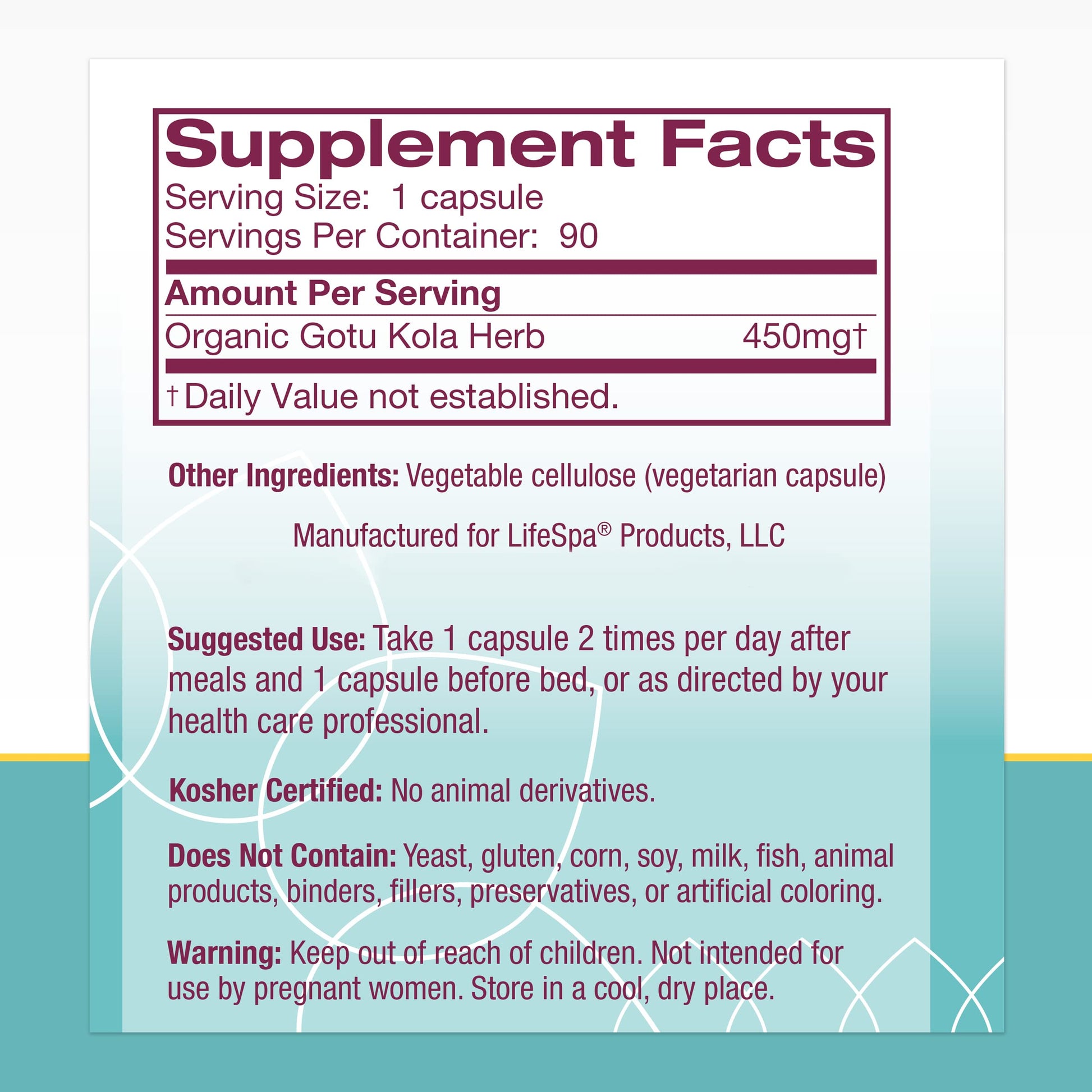 Premium imported LifeSpa capsules container showcasing whole plant Ayurvedic brain formulation