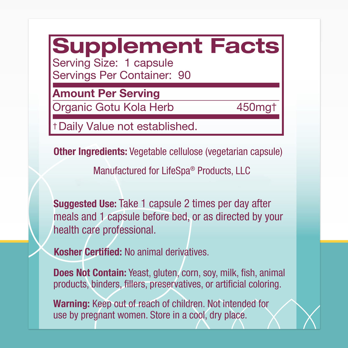 Premium imported LifeSpa capsules container showcasing whole plant Ayurvedic brain formulation