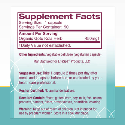 Premium imported LifeSpa capsules container showcasing whole plant Ayurvedic brain formulation