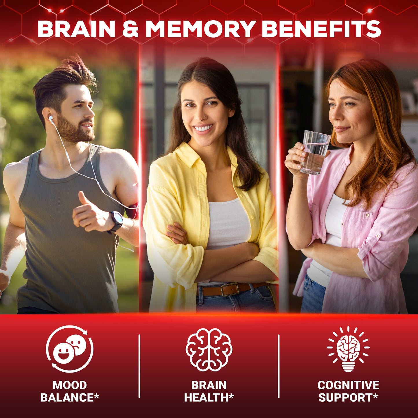 Imported USA brain booster liquid drops side label with serving directions