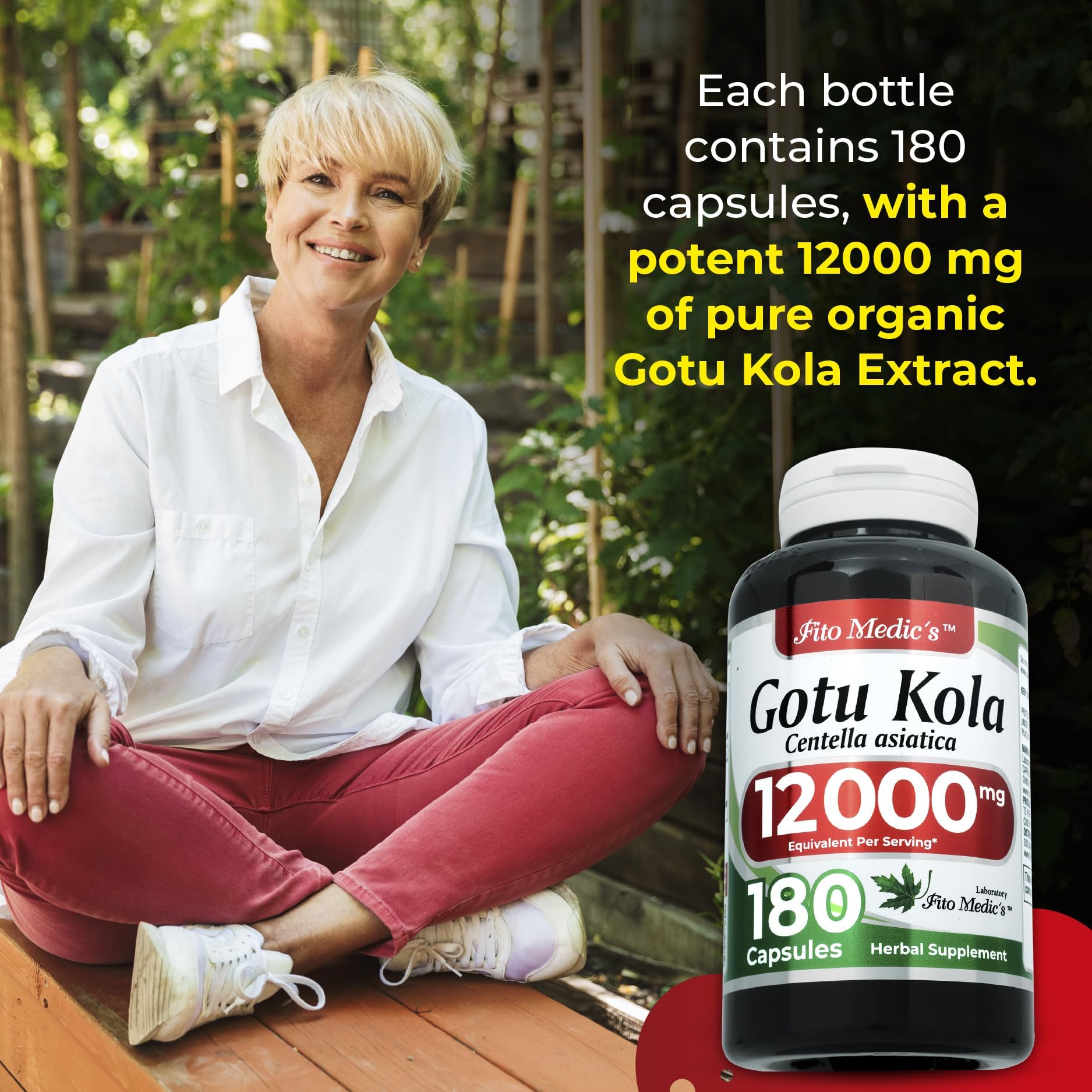 Fito Medics Gotu Kola 20:1 extract capsules label detailing the ultra high absorption formula.