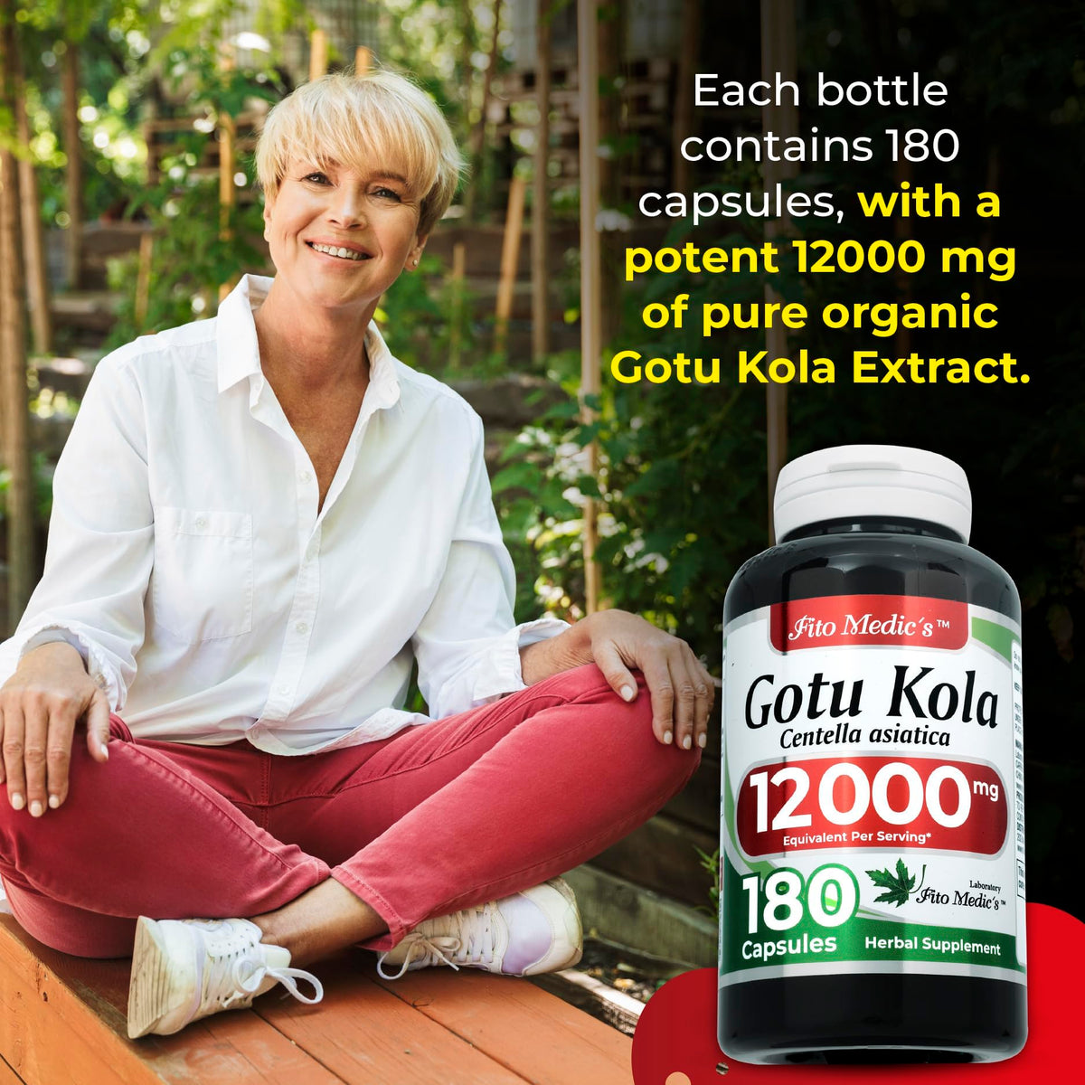 Fito Medics Gotu Kola 20:1 extract capsules label detailing the ultra high absorption formula.