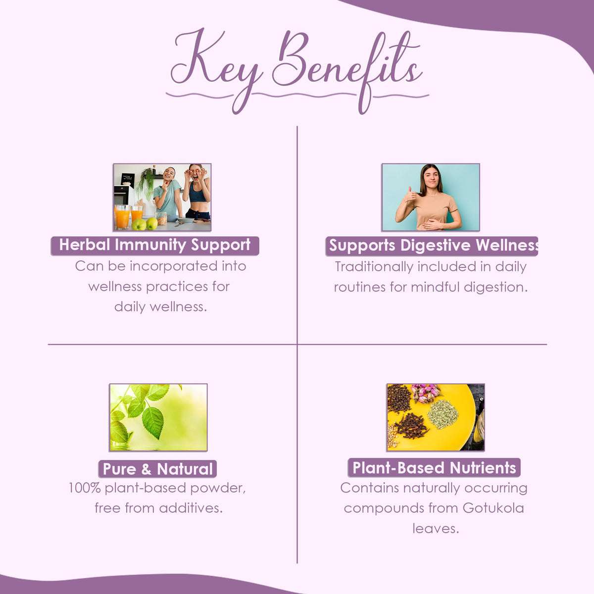 Back label of Mi Nature Gotu Kola supplement showing product details