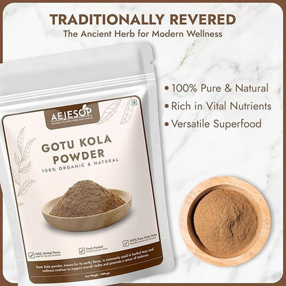 Back label of AEJESOP Brahmi powder showing nutritional information and directions.