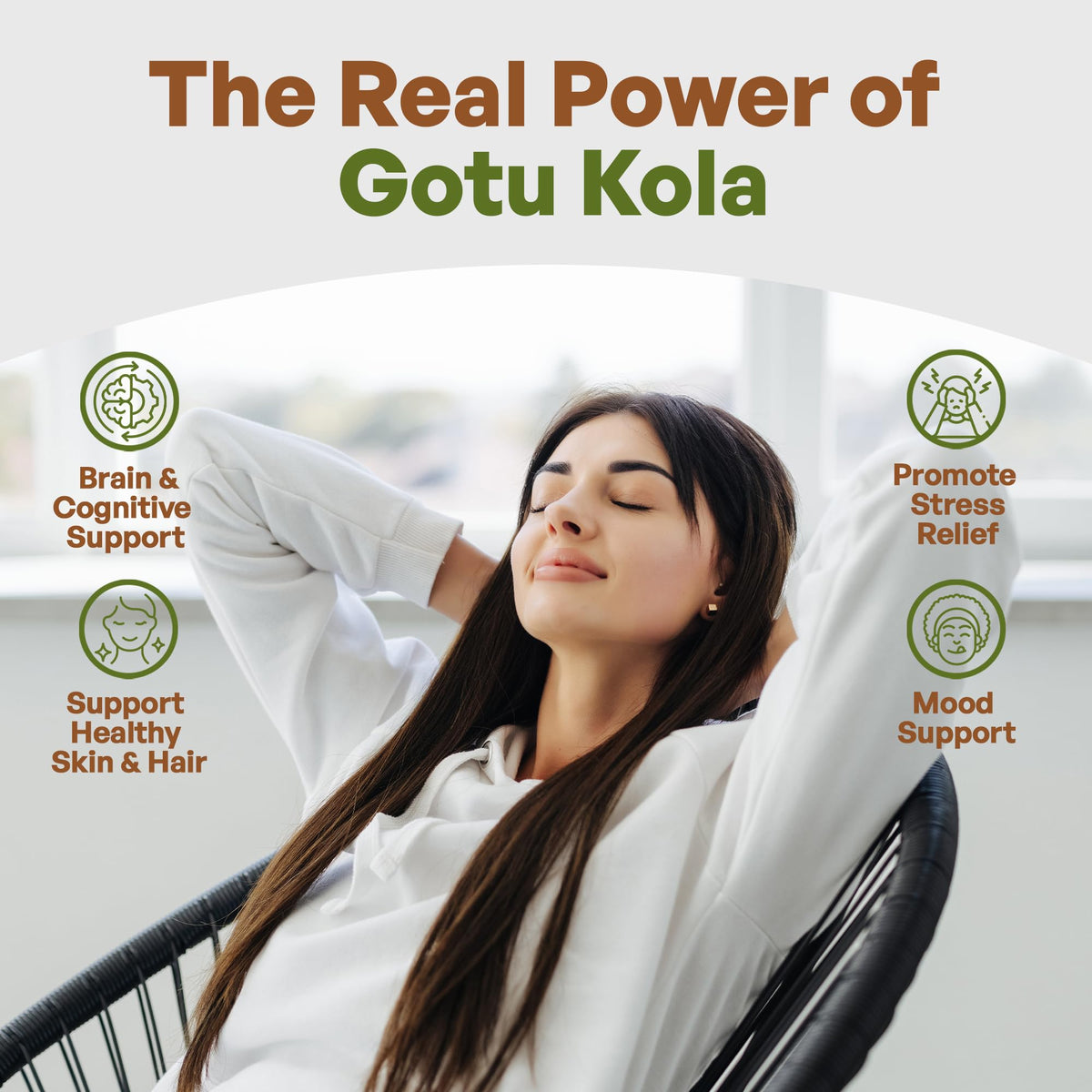 Go Nutra Ayurvedic Brahmi powder fine texture illustration on black packaging