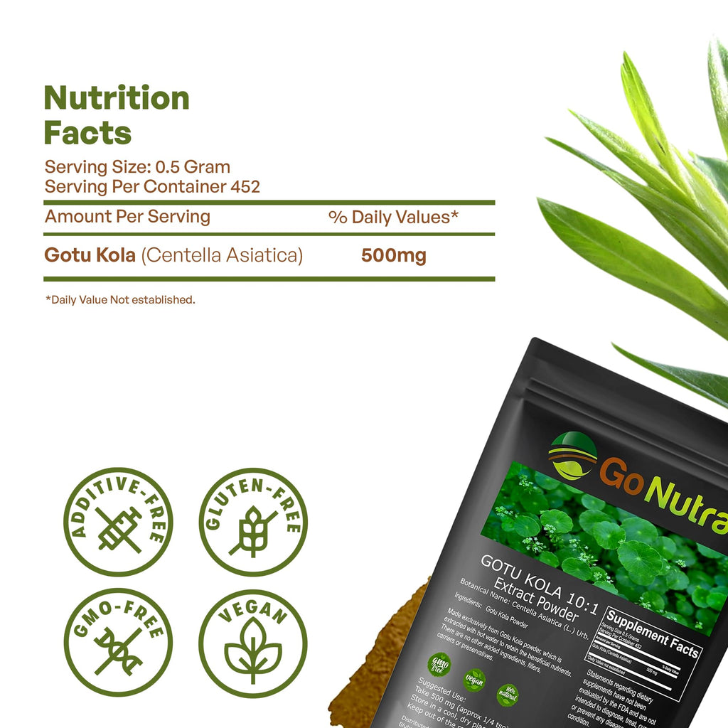 Go Nutra genuine herbal extract powder directions and manufacturing stamps