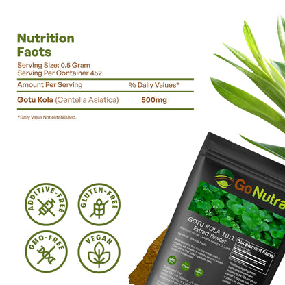 Go Nutra genuine herbal extract powder directions and manufacturing stamps