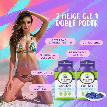 Two pack of Herbsforever Bye Bye Cellulitis herbal capsules for skin elasticity and circulation.