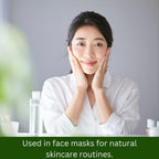 DIY face mask preparation using mGanna Centella Asiatica leaf powder and rose water.