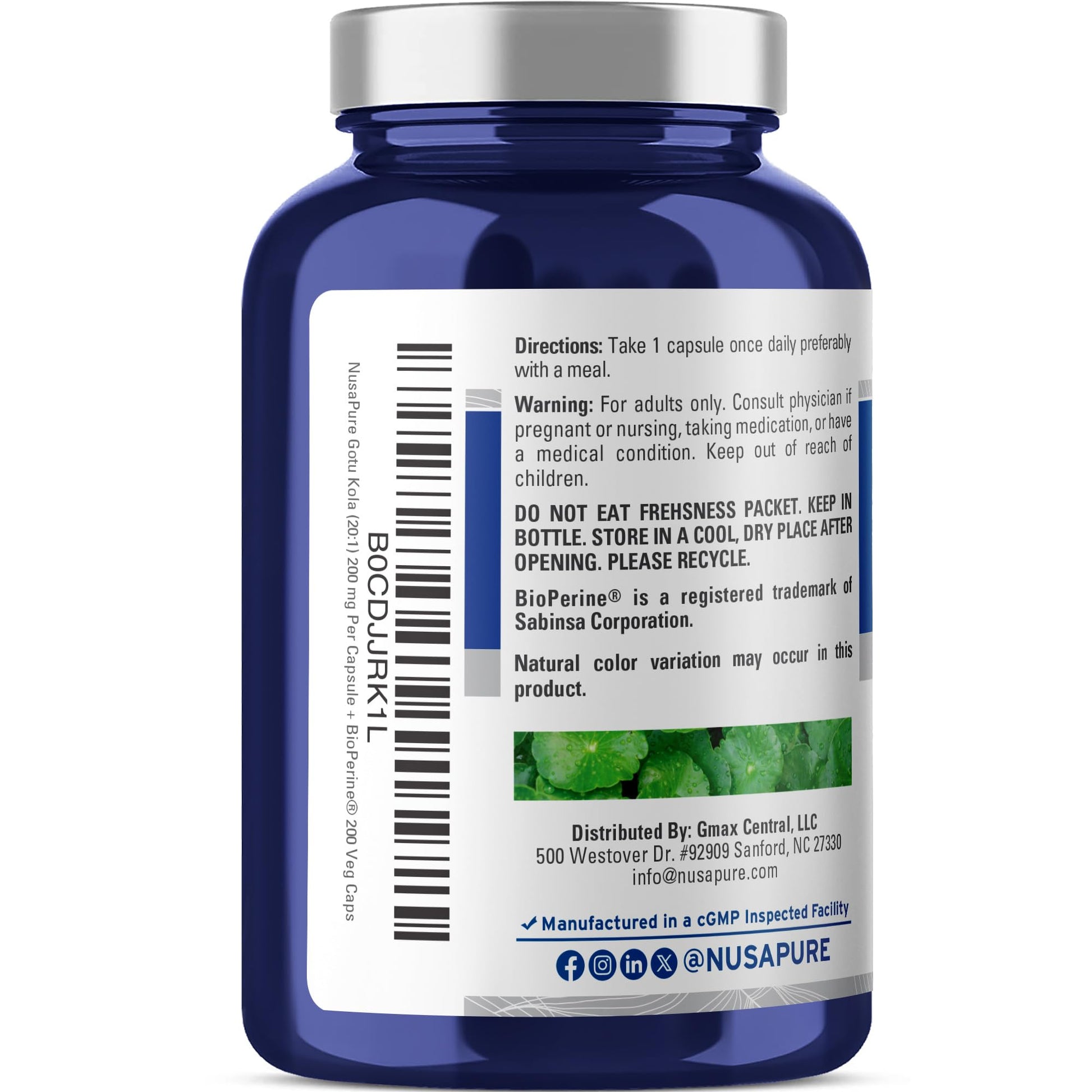 NusaPure vegetarian capsules non-GMO and vegan product seals