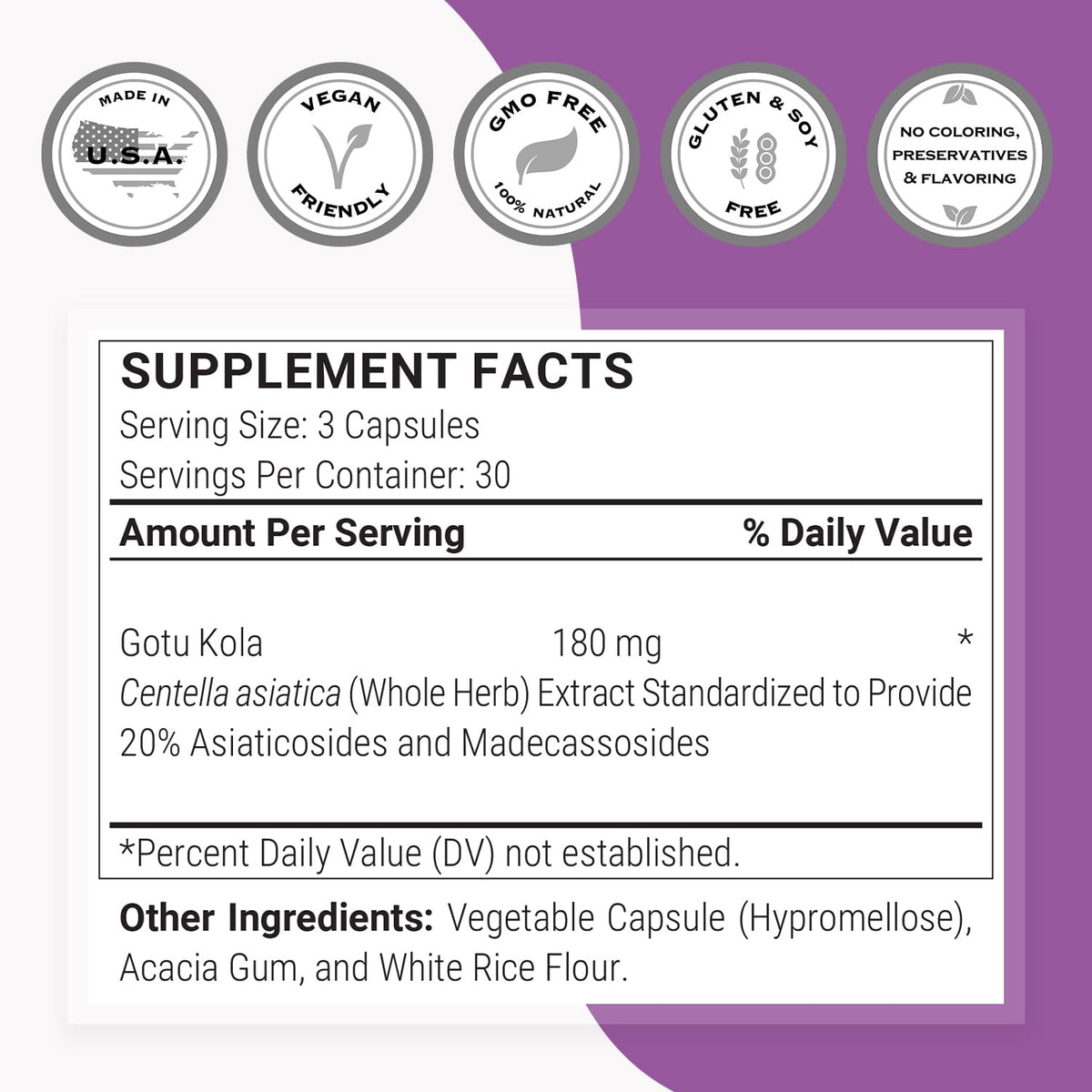 Authentic USA imported Supersmart Gotu Kola capsules packaging for premium wellness