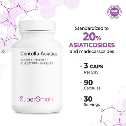 Supersmart Centella Asiatica vegetarian capsules non-GMO and gluten-free certifications