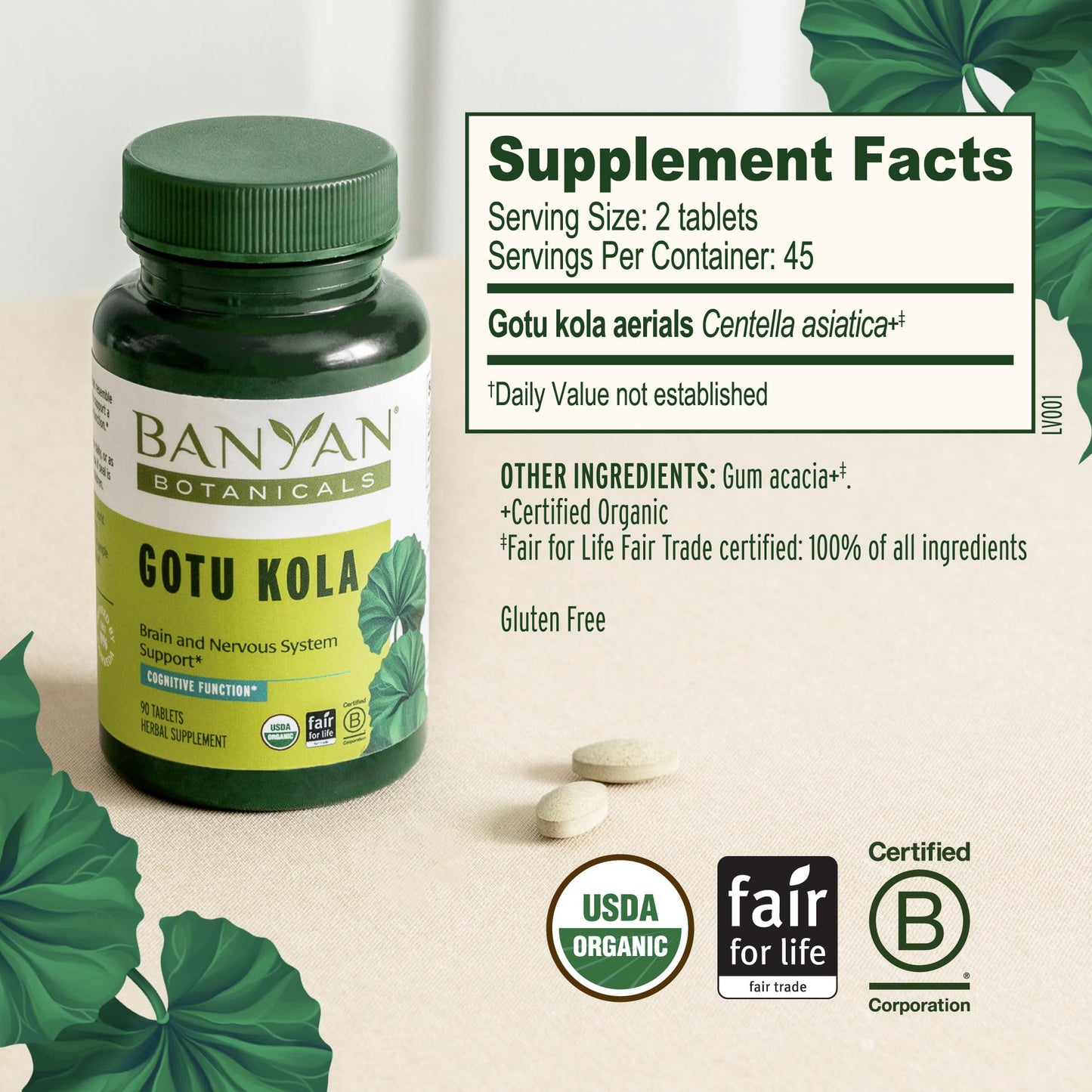 Top view of Banyan Botanicals premium memory enhancement supplement with secure protective safety seal