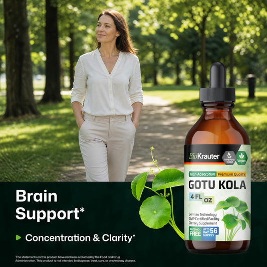 Close up of Bio Krauter Gotu Kola herbal supplement label