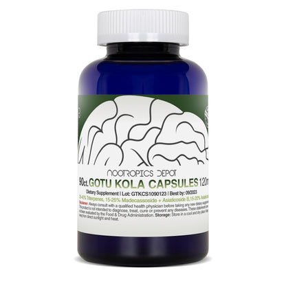 Premium dietary supplement container showing the official Nootropics Depot brand seal