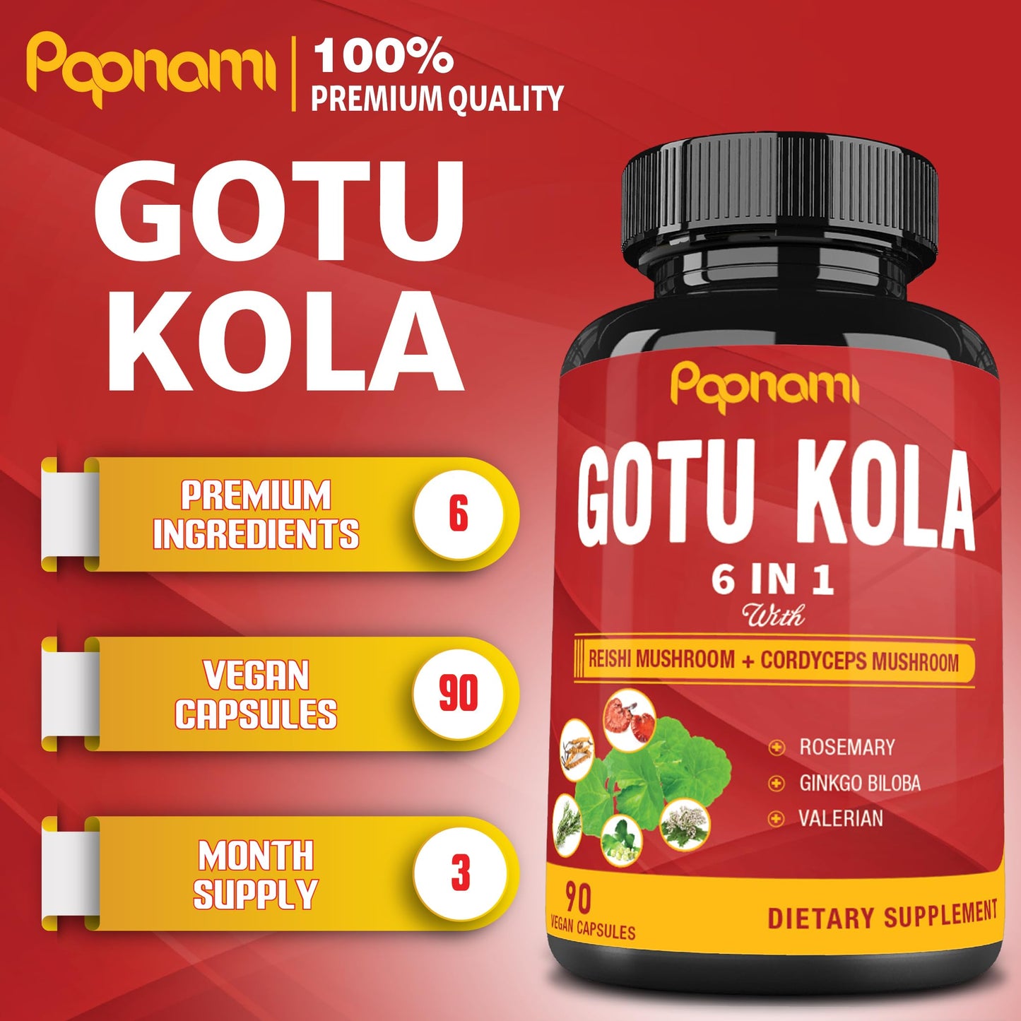 Papnami Gotu Kola brain health supplement supplement facts label