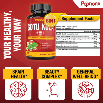 Papnami 6-in-1 formula capsules with Reishi and Cordyceps mushrooms