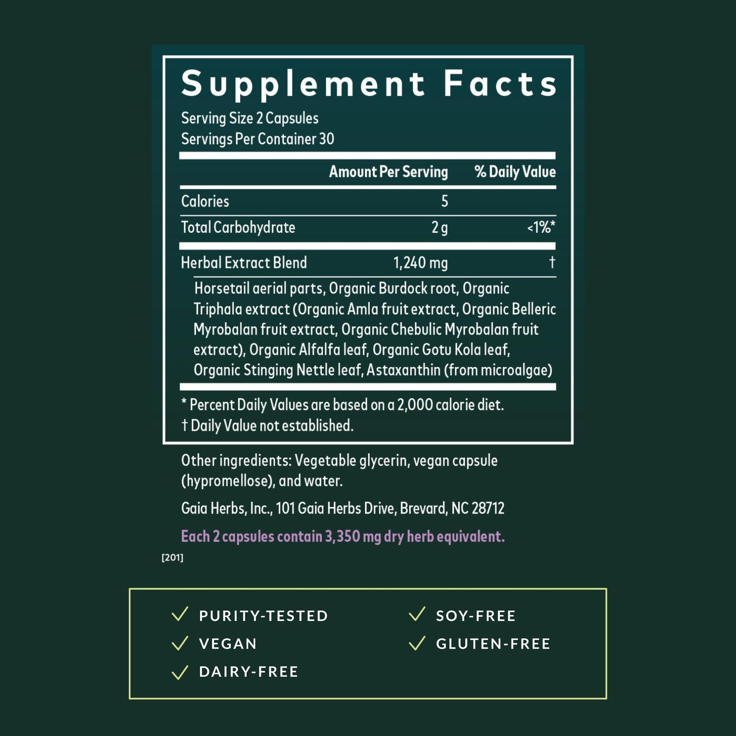 Liquid Phyto Capsules container showing dietary certifications and vegan labels