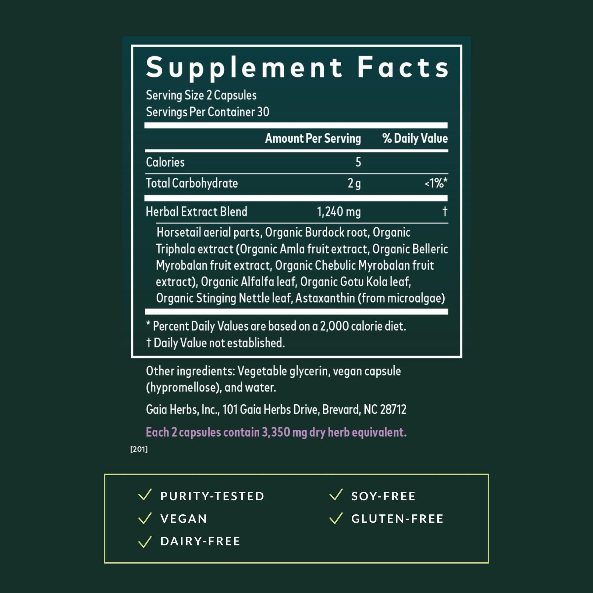 Liquid Phyto Capsules container showing dietary certifications and vegan labels