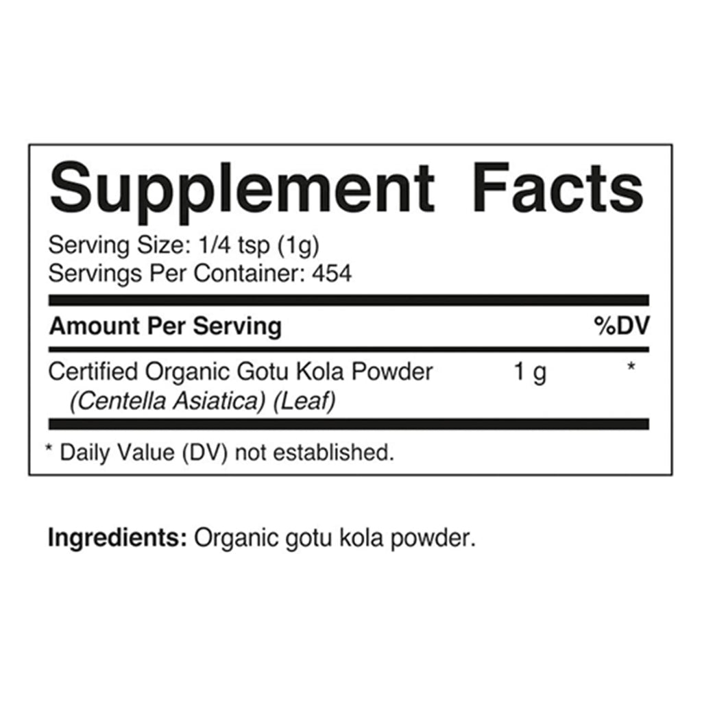 Vitamatic Centella Asiatica organic raw vegan herbal supplement packaging details