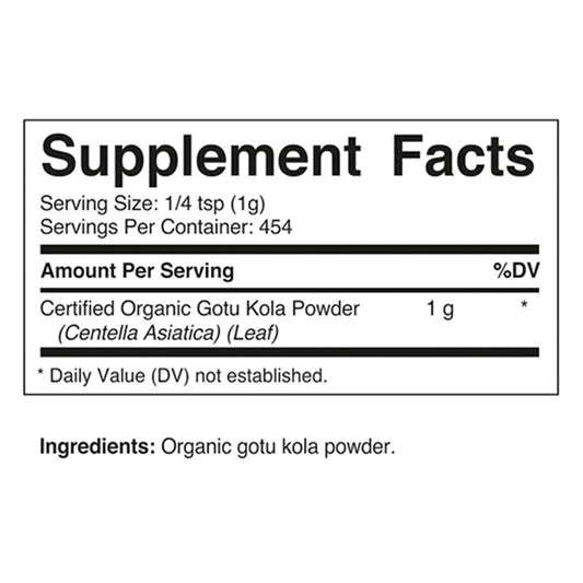 Vitamatic Centella Asiatica organic raw vegan herbal supplement packaging details