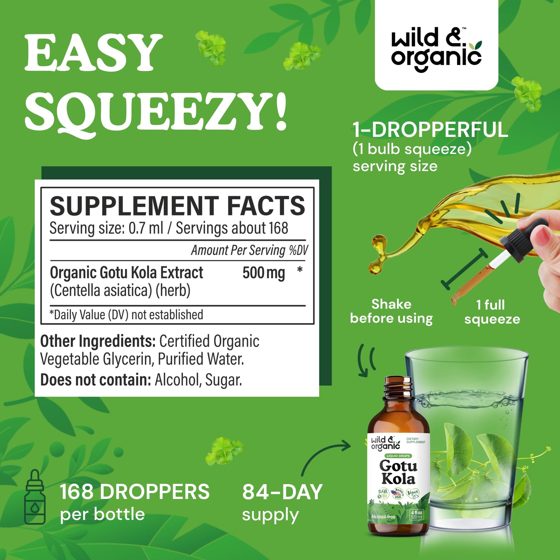 Liquid herbal tincture dropper showing the alcohol-free vegetable glycerin formula